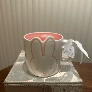 Magenta Pink and White Bunny Ceramic Mug